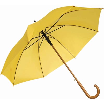 L-Merch Tango Houten Handvat Automatische Stokparaplu 89cm x geel