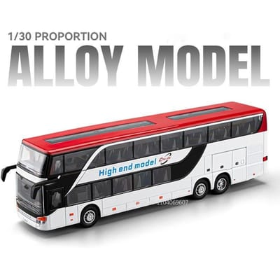 1:30 Model Speelgoed Bedrijf Lange Afstand Enkele Dubbeldekker Bussen Legering Diecast Geluid Licht Deuren Geopend Terugtrekken Voor Kinderen Cadeaus gray