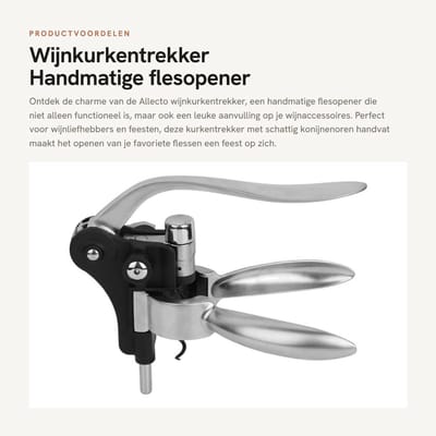 Dailygoods- Wijnkurkentrekker Zinklegering - Roterende Flesopener - Handmatige Wijnopener - Duurzaam ABS-Materiaal - Geschikt voor Thuisgebruik