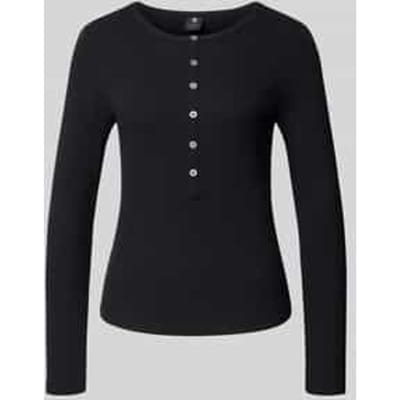 Slim fit shirt met lange mouwen, ronde hals en knoopsluiting