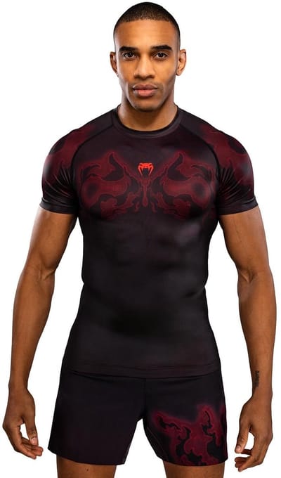 Venum Spectre Rashguard Korte Mouw Zwart/Rood – Compressieshirt voor MMA, BJJ, Kickboksen & Muay Thai - XL