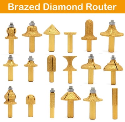 Dailygoody - Electroplated Diamond Stone Marble Grinding Edge Router Bit - Hoogwaardige frees - 1/2 inch schacht - Ideaal voor steen - Snijden en slij...