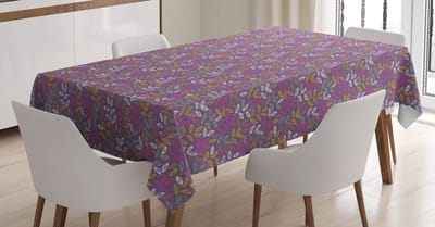 ABAKUHAUS Tafelkleed – Abstracte bladeren – 140x200 cm – Violet/Magenta