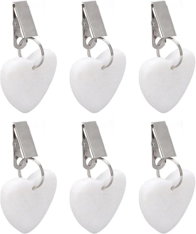 Tafelkleedgewichten 6 stuks - Clips voor tafelkleed - Buiten dineren - Marmer en staal - Ca 200g totaal - Hartvorm
