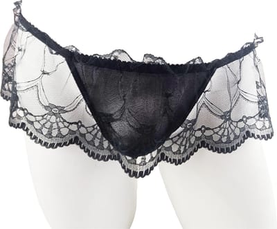 BamBella ® - Slip- maat Onesize S M L - zwart Sexy erotische heren onderbroek mannen kant stof