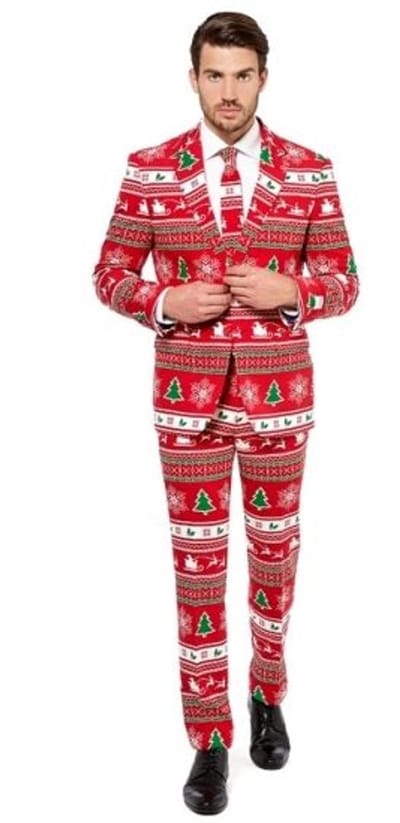 OppoSuits Winter Wonderland - Heren Kostuum - Heren Pak Rood - Kerstpak - Maat 54