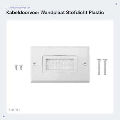 Dailygoods - Kabeldoorvoer - Wandplaat - Stofdicht - Plastic - HDMI en netwerkkabels - Ideaal voor muren - Geschikt voor alle kabels