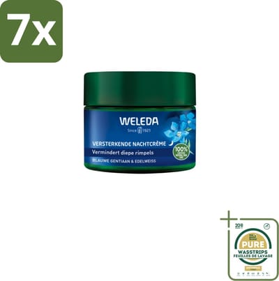7 x WELEDA - Nachtcrème Versterkend - Blauwe Gentiaan & Edelweiss - 40 ml - Grootverpakking - Nachtcrème - Huidversterkend - Collageengehalte - Huidcontouren - Huidverzorging