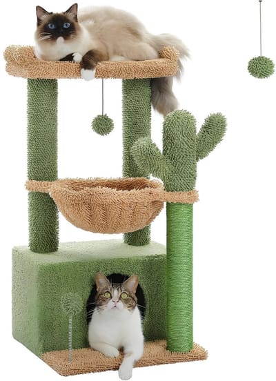 JCP® Krabpaal - Kleine Rassen - Krabpaal voor Katten - Krabpaal Kat - Groen - 40cm x 40cm x 79cm