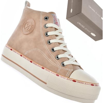 Cross Jeans KK2R4045C - Baskets isolantes beiges pour femmes, éco-cuir, fourrure beige