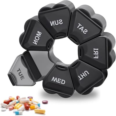 Tabletten Organizer voor Vitaminen en Medicijnen, BPA-vrij, Vochtbestendig, Draagbare Pillendoos voor Ochtend en Avond Gebruik