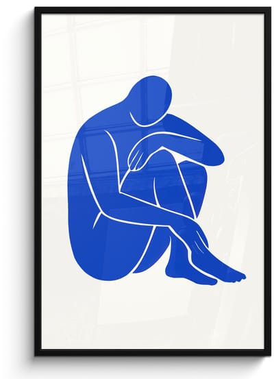 Poster in lijst - Fotolijst 80x120 cm - Posters - Lichaam - Abstract - Blauw - Posterlijst zwart - Decoratie - Wanddecoratie woonkamer - Muurdecoratie slaapkamer