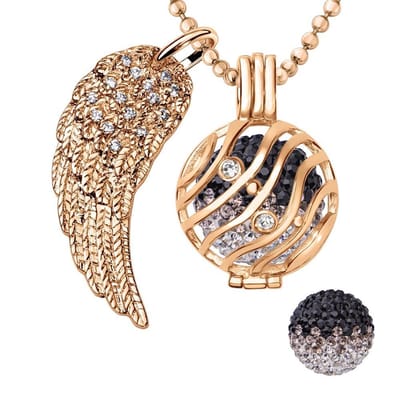 Engelenroeper 18mm Bolhouder met Ketting 90cm en Bolletje - Dames - Roségoudkleurig Golven - EBS18085