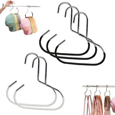 longziming -Schalbügel - Sjaalhanger - Accessoire Organizer - Veilige Ringophanging - Verdikt RVS Met PVC - Gebogen Vorm Ontwerp - Ruimtebesparende Opbergoplossing - 5 Stuks