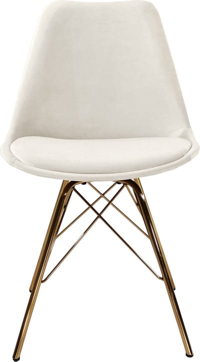 KICK® VELVET Kuipstoel Wit – Eetkamerstoel – Velvet – Goud Frame