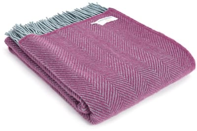 Plaid Visgraat Paars en Lichtblauw (Mulberry and Duck egg) - 150x183 - Nieuw Wol - Tweedmill UK