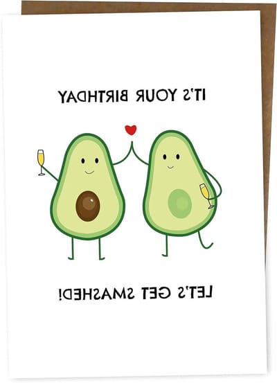 Grappige verjaardagskaart - Avocado kaart - Verjaardagswens uiten - Leeg van binnen - A6 formaat - Wit