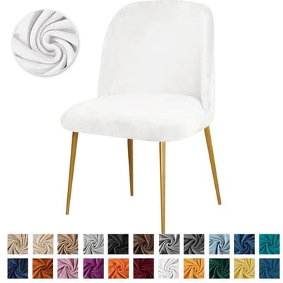 6 stuks/set Elastische Eetkamerstoelhoezen Velvet Effen Kleur Lage Rug Duckbill Stoelhoezen Stretch Zachte Stoelhoes Huis Hotel 6PCS chair cover white