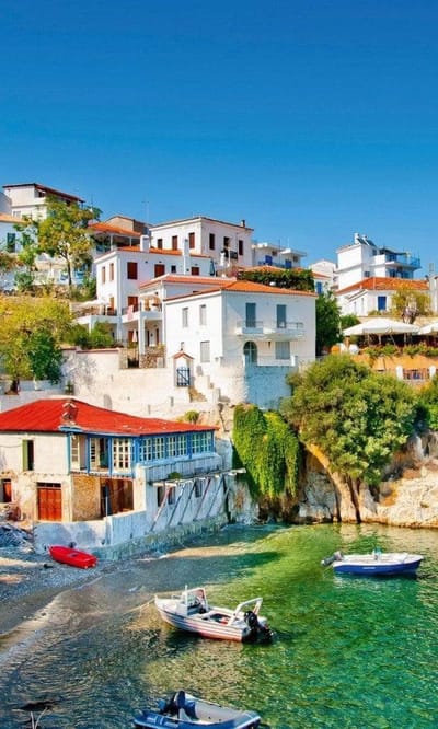 Fotobehang - Greece Coast 150x250cm - Vliesbehang
