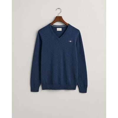 Gant Pullover V-Hals Jeans Blauw - Maat M - Heren - Pullovers