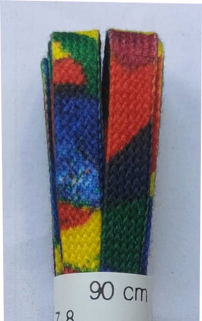 Ronilux Veter - Geel/Rood/Groen/Blauw/Zwart - Meerkleurig - Plat - Lengte 90 cm - Breedte 6 mm - Schoenveter