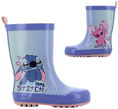 Lilo & Stitch - Regenlaarzen kinderen van 2 tot 8 jaar - Angel en Stitch Rubberen kinderlaarzen - Regenlaarsjes voor meisjes - Maat 24 - Paars