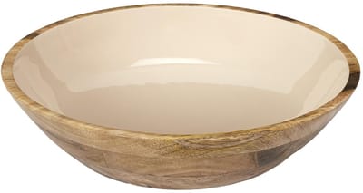 Home Deco Factory Salade serveer schaal - Fruitschaal/fruitmand - mango hout - D33 x H8 cm - bruin/beige - Pure luxe