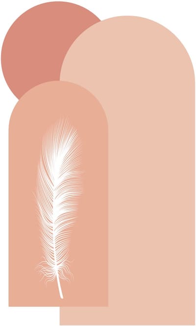Vooraf gelijmd vliesbehang met gigantische muurschilderingen - BOGEN EN ROZE VEER - 100x60cm