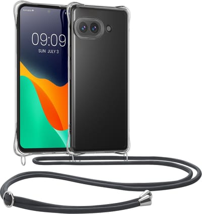 kwmobile telefoonhoesje geschikt voor Google Pixel 9a - Hoesje met telefoonkoord - Back cover in grijs / transparant