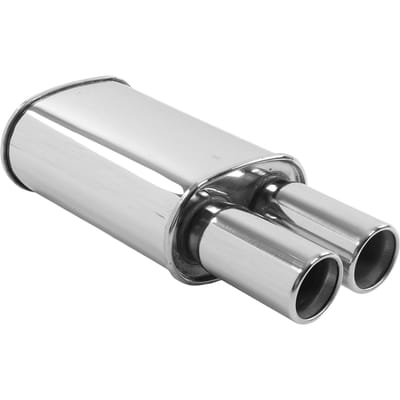 Auto Uitlaat Demper Pijp 63mm 2.5in Inlaat Dubbele Uitlaat RVS Gepolijst Universeel