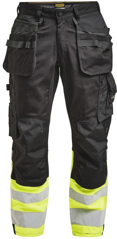 Jobman 2134 Hi-Vis Stretch Trousers Core HP 65213419 - Zwart/Geel - C50