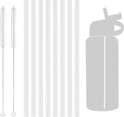 Thijox - 8 Herbruikbare Plastic Rietjes voor Hydro Flask en Andere Flessen - 24 cm, Met 2 Reinigingsborstels, Duurzaam en Veilig, Perfect voor Dranken