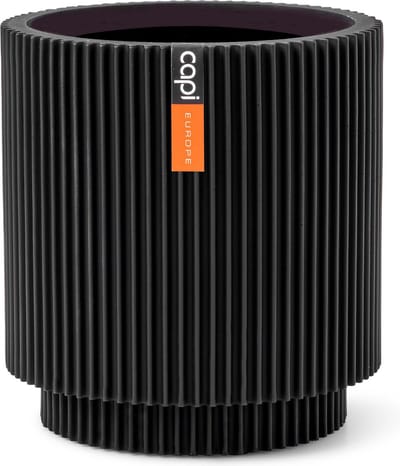 Capi Europe - Vaas cilinder Groove Black & Gold - 8x9 - Zwart - Opening Ø7 - Bloempot voor binnen - 5 jaar garantie - BGVBL311