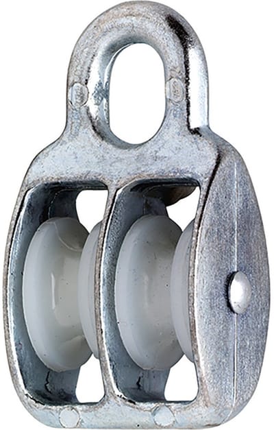 8 mm diameter kabel 250 kg belasting katrol dubbel wiel nylon - kabelkrol - draadkabelblok - hangkatrol - geleide wiel