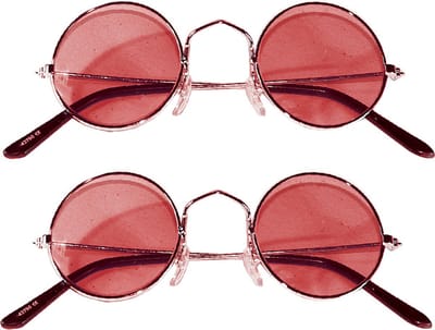 Faram Party - Zonnebril - 2x stuks - Hippie Flower Power Sixties - ronde glazen - rood