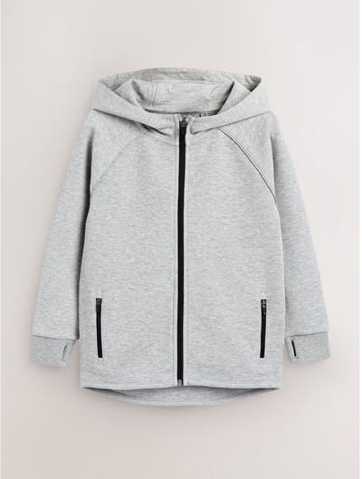 Next - Jongens - Tech Sportswear hoodie met doorlopende rits - Grijs