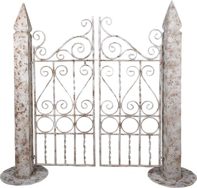 Clayre & Eef Tuinpoort 163x40x157 cm Wit Bruin Metaal