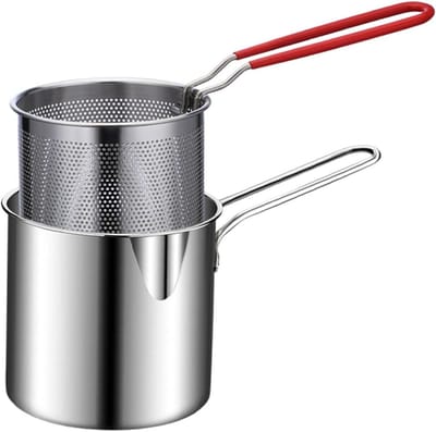 Mini Frituurpan Roestvrij Staal 304 met Mandje - 13 cm