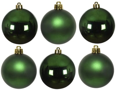Decoris Kerstballen - 6x stuks - donkergroen - glas - 8 cm - Glans/glanzende - Kerstboomversiering donkergroen