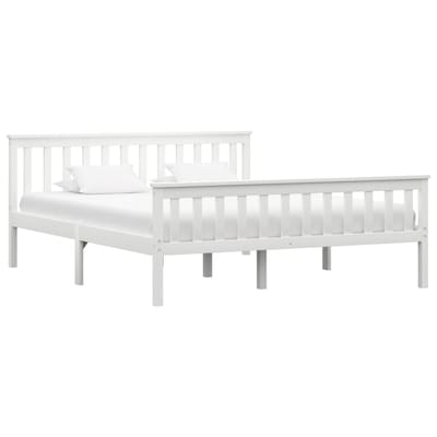 vidaXL - Bedframe - massief - grenenhout - wit - 160x200 - cm