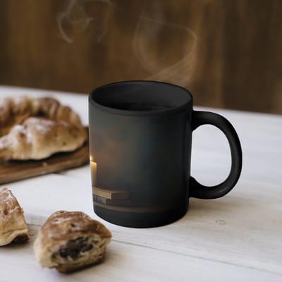 Magische Mok - Foto op Warmte Mokken - Koffiemok - Kaarsen - Stilleven - Rustiek - Boeken - Magic Mok - Beker - 350 ML - Theemok