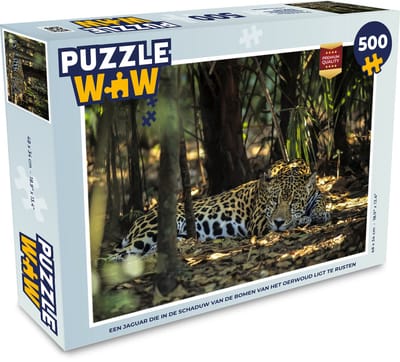 Puzzel Jaguar - Schaduw - Regenwoud - Legpuzzel - Puzzel 500 stukjes