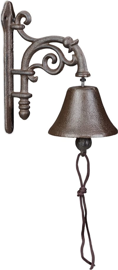 tuinbel gietijzer - antiek design - vintage - met koord en klepel - ouderwets