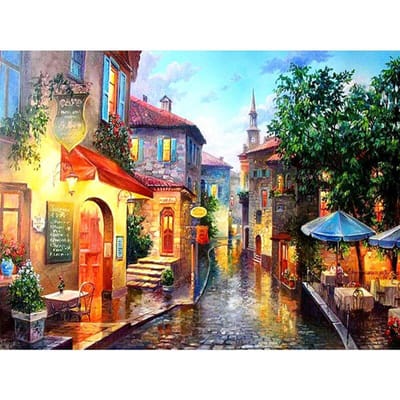 Diamant broderie 5D bricolage diamant peinture ville pluvieuse diamant peinture belle vue point de croix 20X30CM gray
