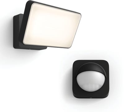 Philips Hue Welcome Verstraler (Zwart) - Buitenlamp met Bewegingssensor - Warmwit Licht - Incl. Hue Bewegingssensor voor Buiten - Hue White
