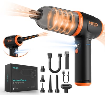 4-in-1 Stofblazer Luchtdruk, Handstofzuiger 3-Gang Air Duster 16000Pa Stofzuiger 2 Uur Snelladen met Mondstukken - Oranje
