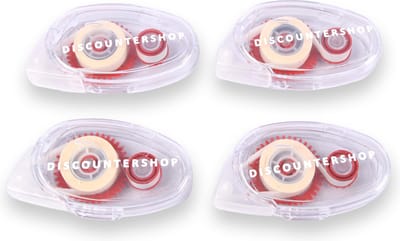Doorzichtige Lijmroller Set - 4 Stuks - Transparant/Rood - Bureauartikelen - Kantoor & School - Discountershop