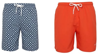 Set van 2 zwembroek La V blockjespatroon/ Oranje 116-122