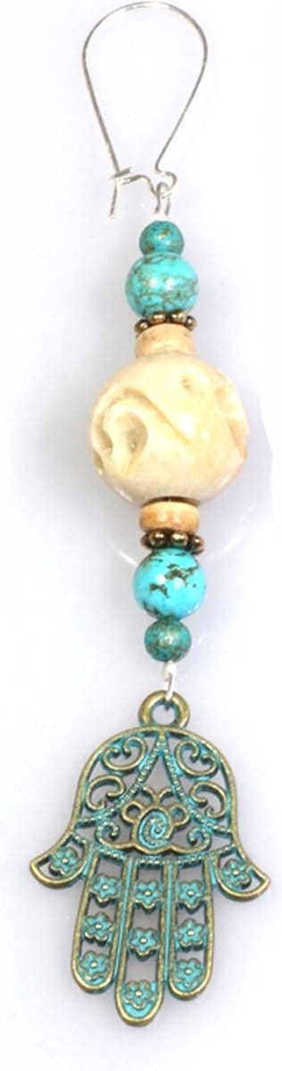 Heaven Eleven - dames - oorbel -turquoisekleurige metalen gelukshandje