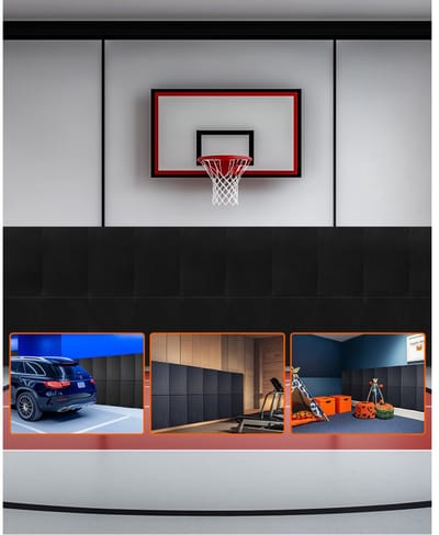 Gym Wandbescherming - Set van 4 Wandkussens 150 x 50 x 5 cm - Hoge Dichtheid Schuim - Scheurvast - Verwijderbare Vulling - Voor Wandmontage - Sporthal/Basketbal/Garage